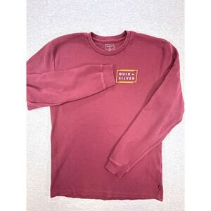 Quiksilver Mens Waffle Knit Thermal Long Sleeve Shirt Burgundy Maroon Large L